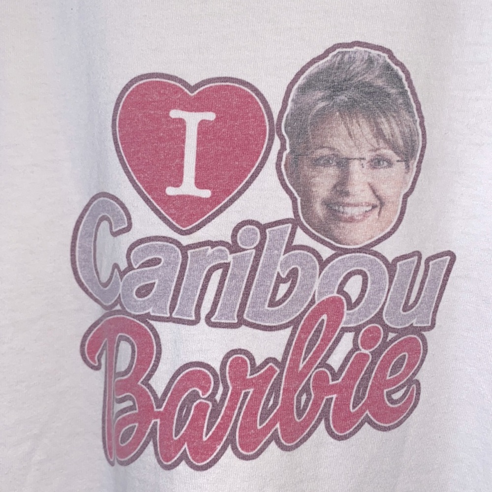 Vintage I ❤️ LOVE CARIBOU BARBIE SARAH PALIN Collector’s Satire political humor